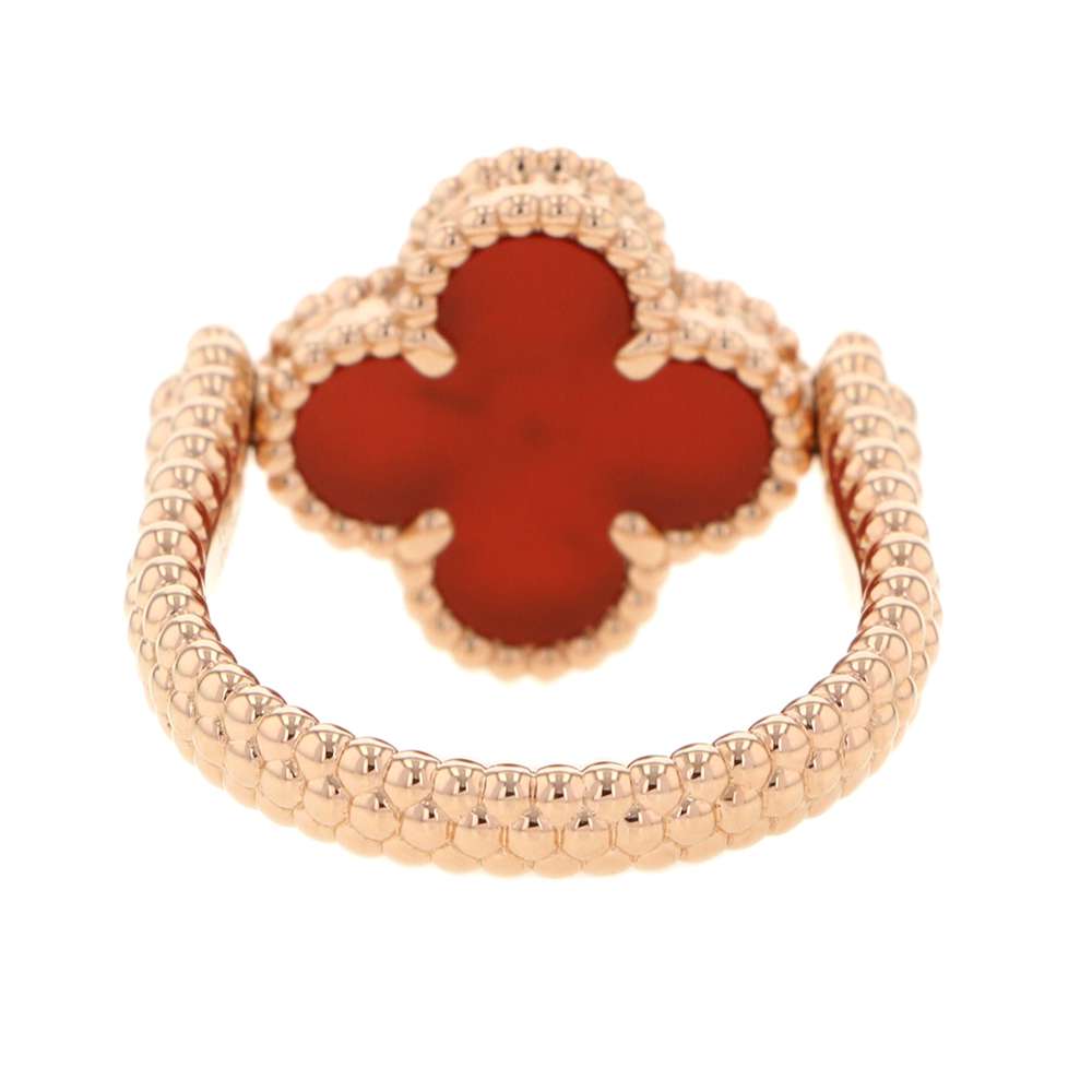 Van Cleef & Arpels Vintage Alhambra Reversible Ring Size 54/#14VCARP7U554/VCARP7U500 18K Pink Gold