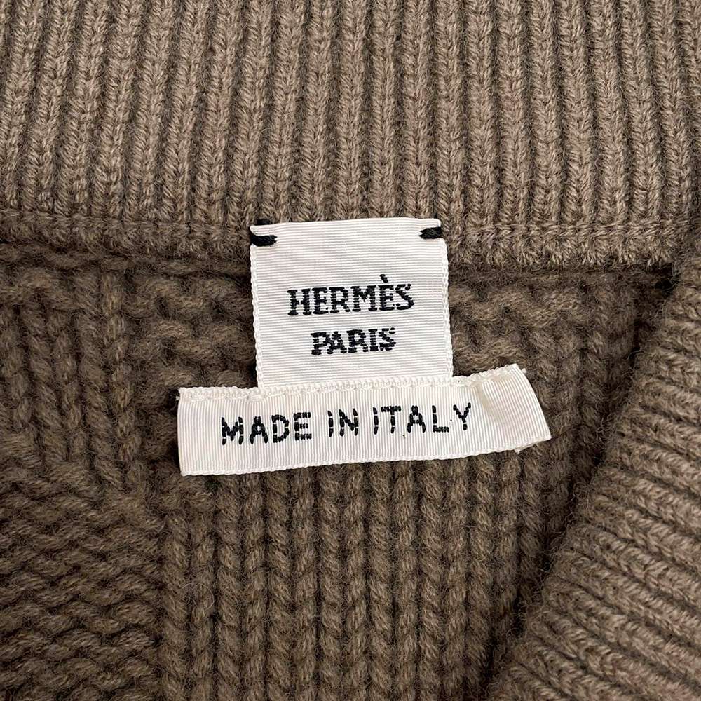 HERMES H logo poncho Size 34 Brown Wool 100%