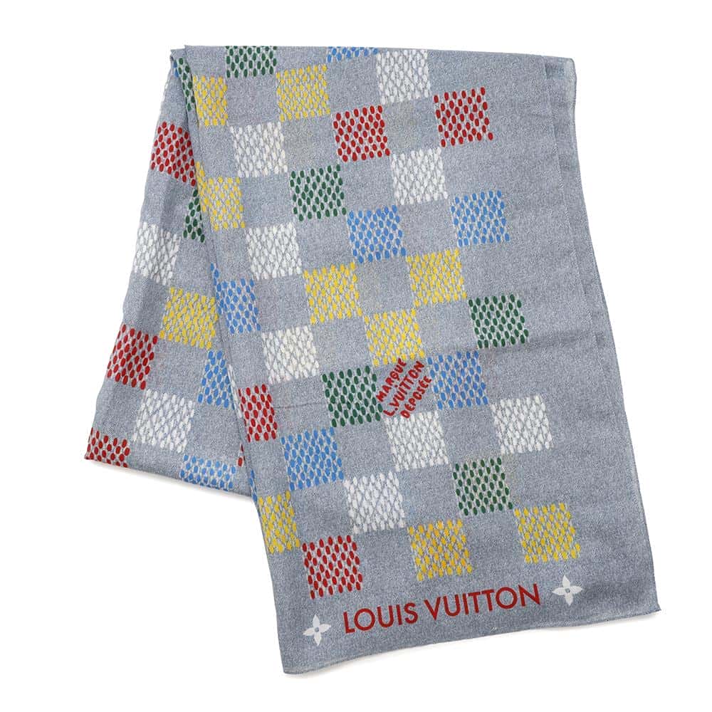 LOUIS VUITTON Stole・LV Birds Damier Denim Denim BlueM96285 Cotton70% Silk30%