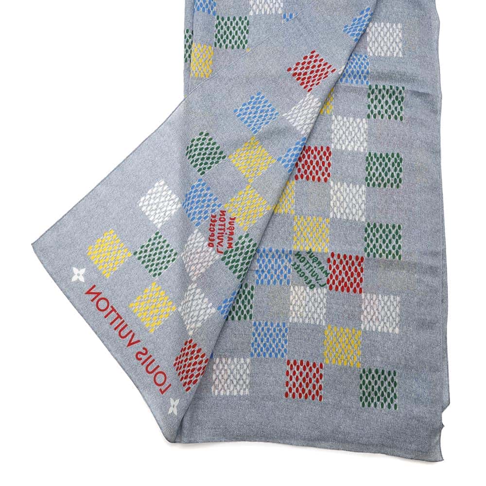 LOUIS VUITTON Stole・LV Birds Damier Denim Denim BlueM96285 Cotton70% Silk30%