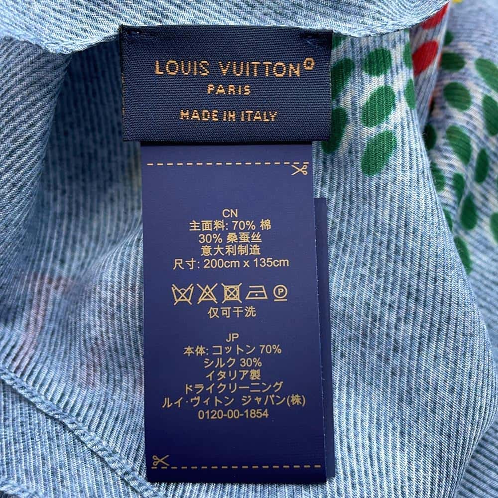 LOUIS VUITTON Stole・LV Birds Damier Denim Denim BlueM96285 Cotton70% Silk30%