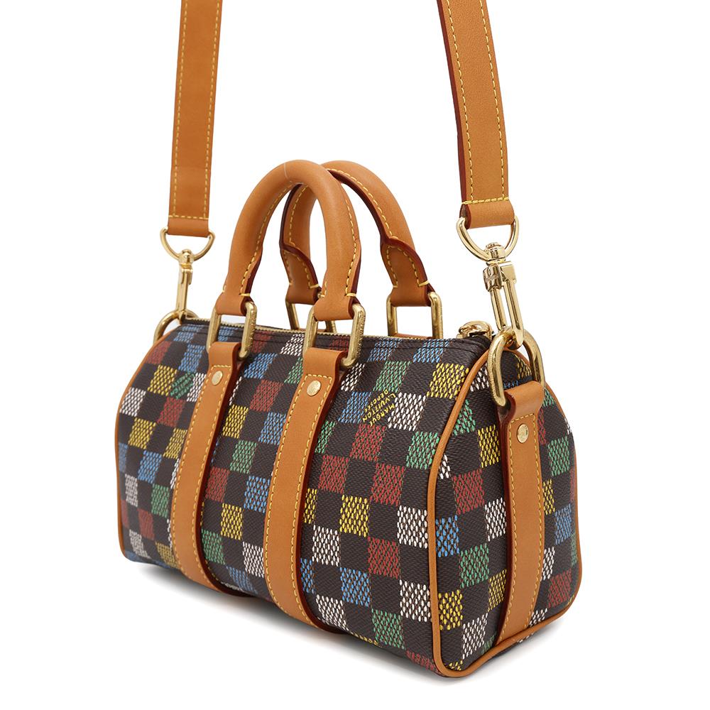 LOUIS VUITTON Keepall Bandouliere MulticolorN00148 LV Pars Damier Ebene Canvas Size 25