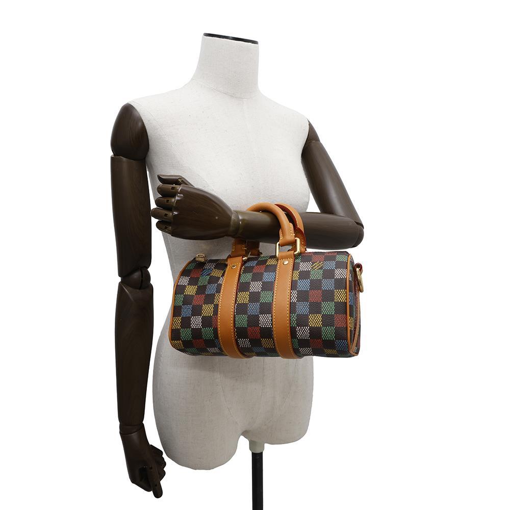 LOUIS VUITTON Keepall Bandouliere MulticolorN00148 LV Pars Damier Ebene Canvas Size 25