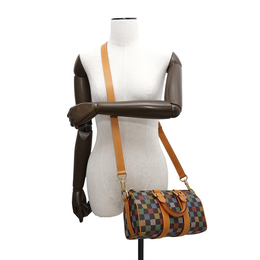 LOUIS VUITTON Keepall Bandouliere MulticolorN00148 LV Pars Damier Ebene Canvas Size 25