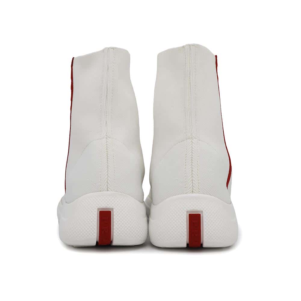 PRADA Prada Sports Socks Sneakers White/Red3T6424 Knit Rubber Size 36 1/2