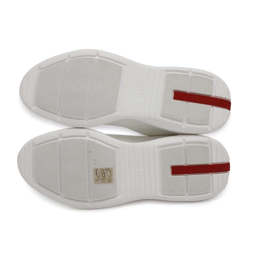 PRADA Prada Sports Socks Sneakers White/Red3T6424 Knit Rubber Size 36 1/2