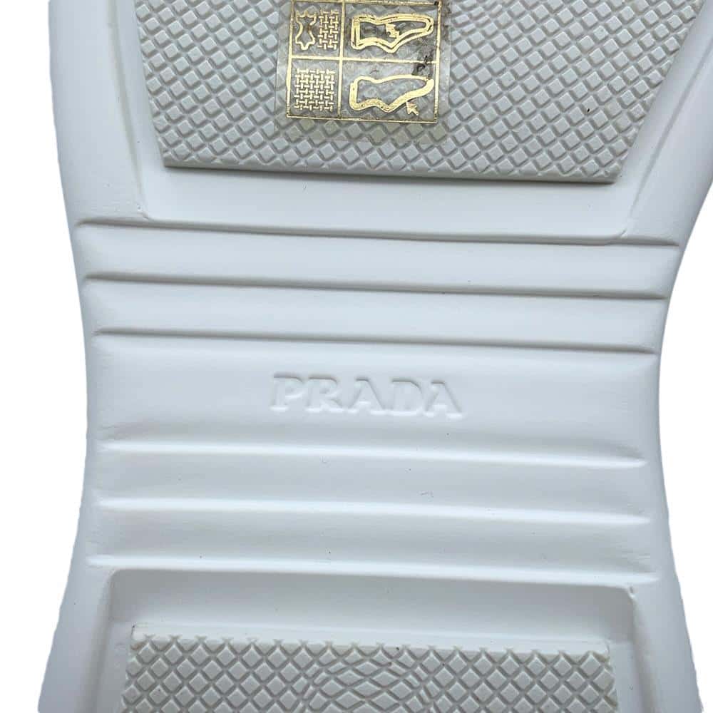 PRADA Prada Sports Socks Sneakers White/Red3T6424 Knit Rubber Size 36 1/2