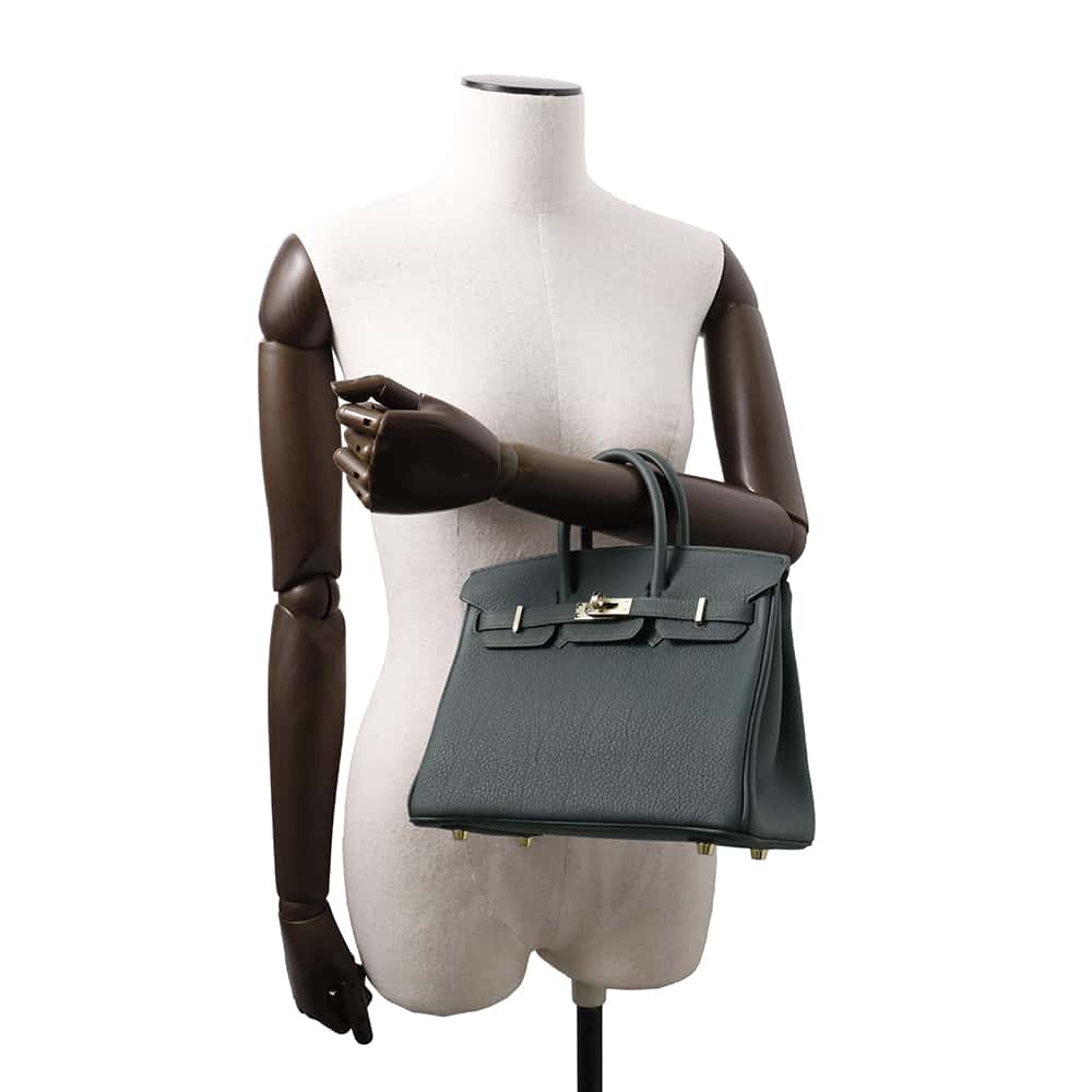 HERMES Birkin Vert Mangrove Togo Leather Size 25