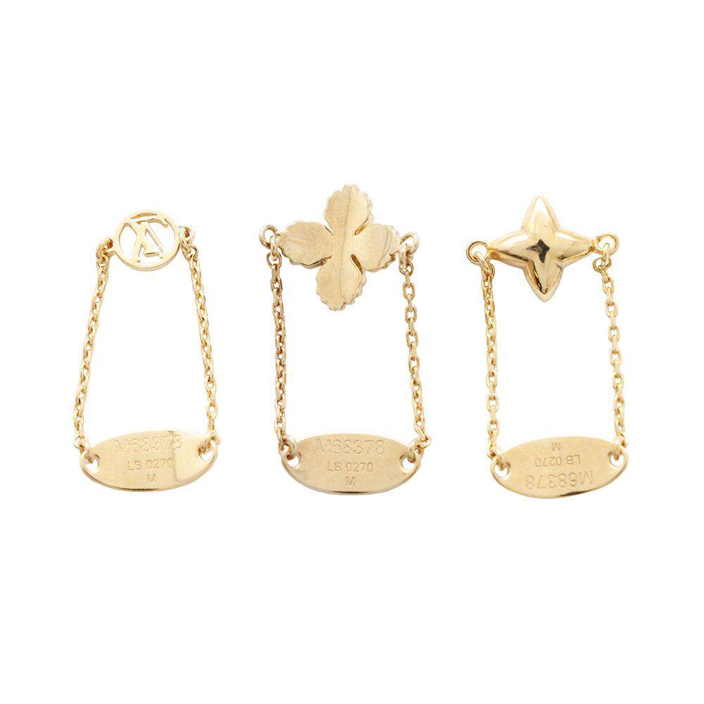 LOUIS VUITTON Bague Blooming Strass 3-Ring Size M GoldM68378 Metal