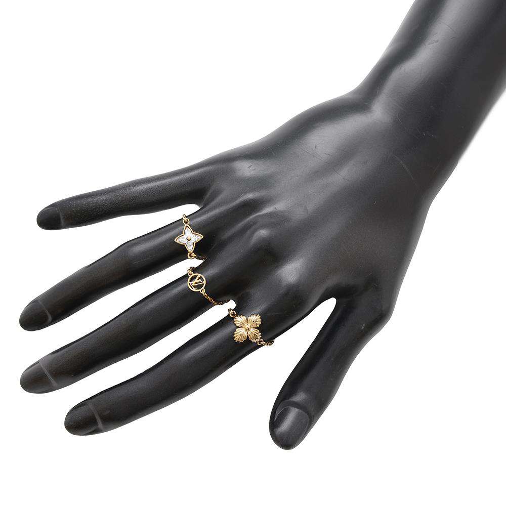 LOUIS VUITTON Bague Blooming Strass 3-Ring Size M GoldM68378 Metal