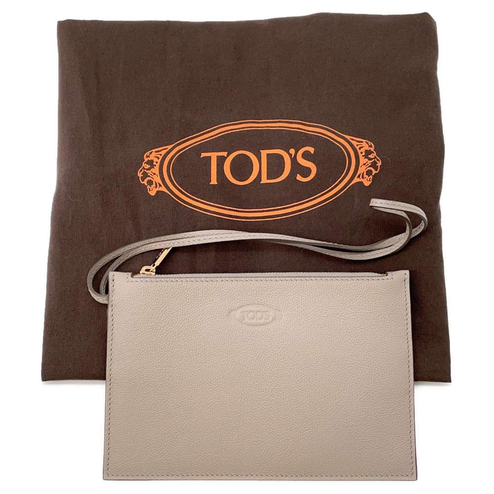 TOD’S Timeless Hobo Bag Greige Leather Size Medium