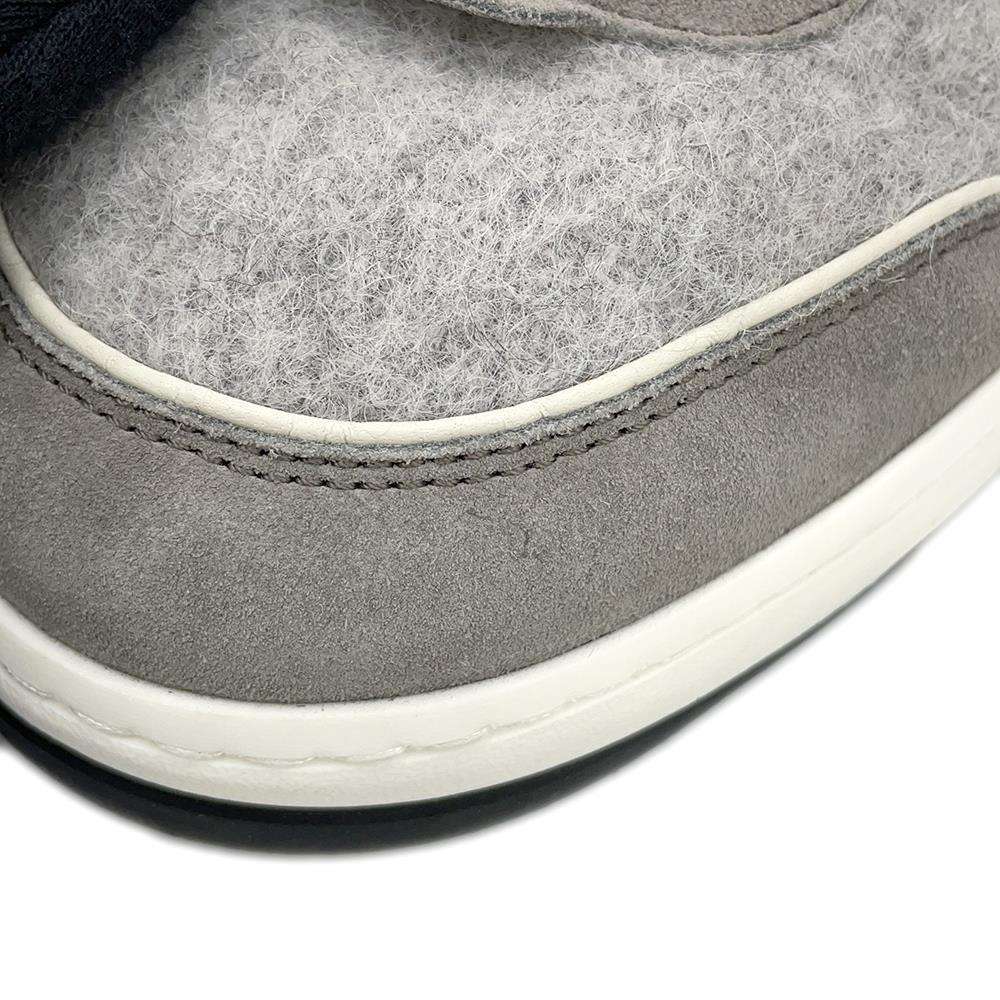 CHANEL CC Logo Sneakers GrayG46014 Wool Suede Leather Size 42