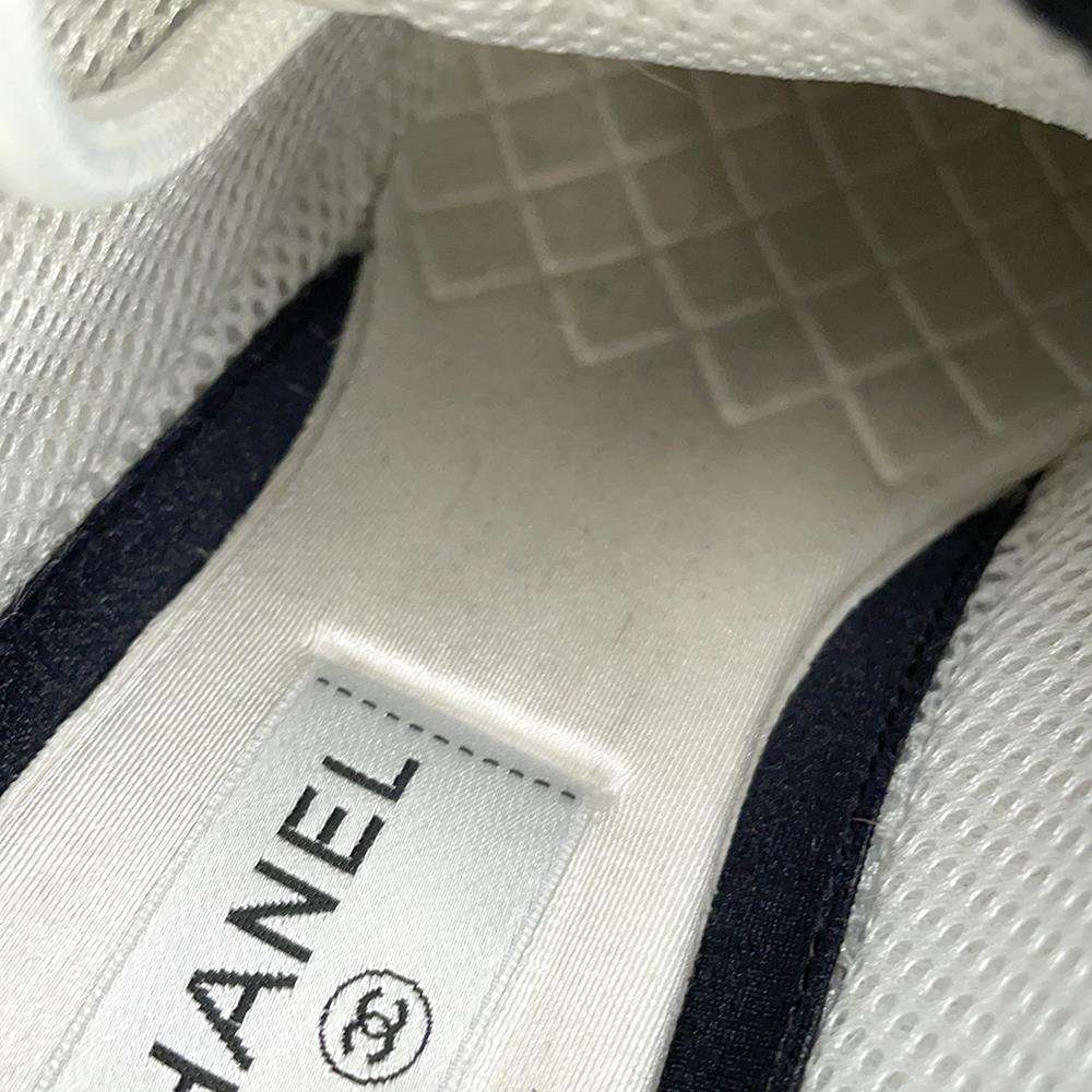CHANEL CC Logo Sneakers GrayG46014 Wool Suede Leather Size 42