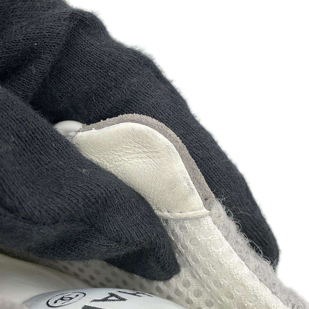 CHANEL CC Logo Sneakers GrayG46014 Wool Suede Leather Size 42