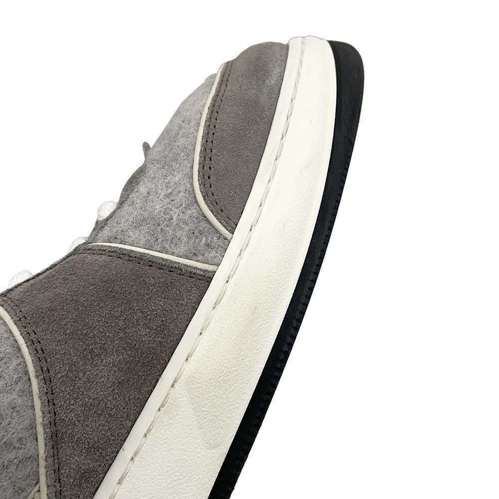CHANEL CC Logo Sneakers GrayG46014 Wool Suede Leather Size 42