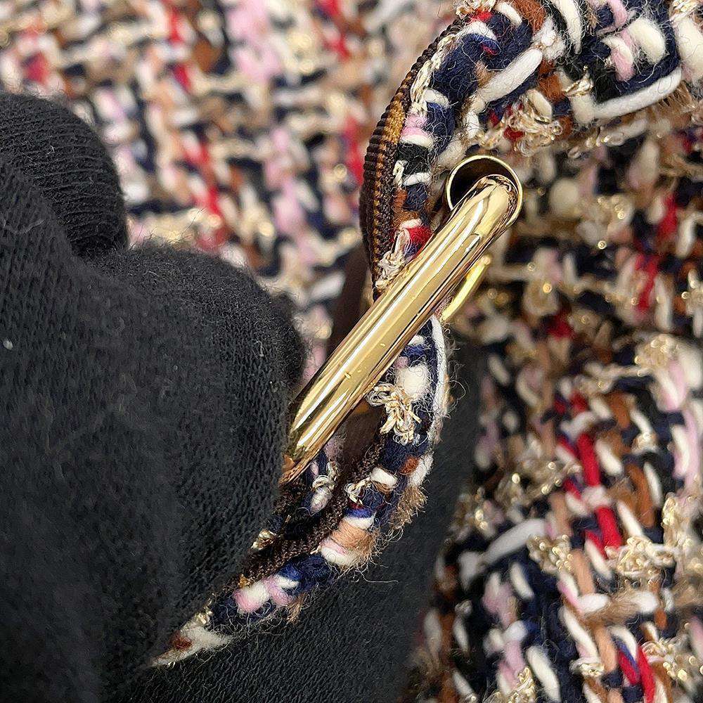 LOUIS VUITTON Belted Tweed Skater Dress Size 38 Multicolor Wool 56% Cotton19% Polyester9% Nylon9% Rayon7%