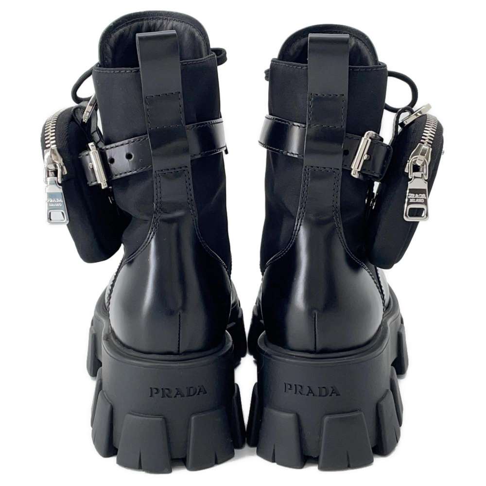 PRADA PRADA Monolith Pouch Leather x Re-Nylon Combat Boots Black1T255M Leather Nylon Size 37 2/1