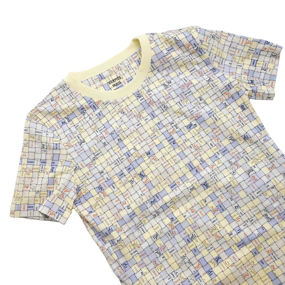 HERMES Cut and sewn Bolduk Check Size 34 Jaune Milton/Multicolor Cotton100%