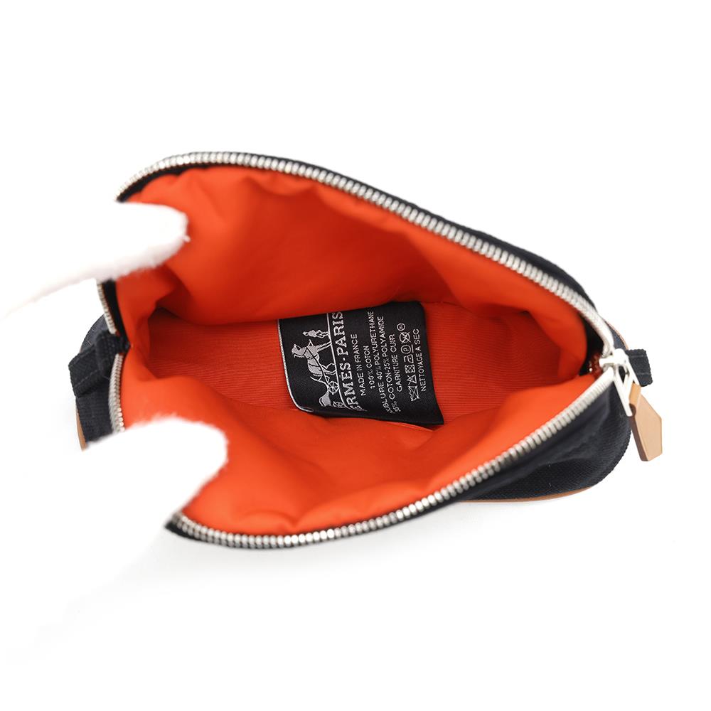 HERMES Bolide Pouch Black Cotton Leather Size Mini mini