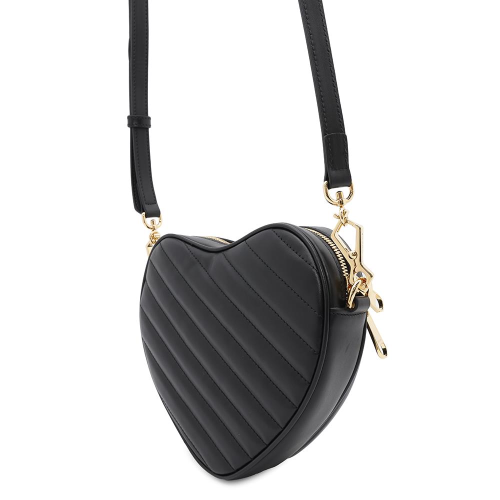 GUCCI Interlocking G Heart Shoulder Bag Black751628 Leather