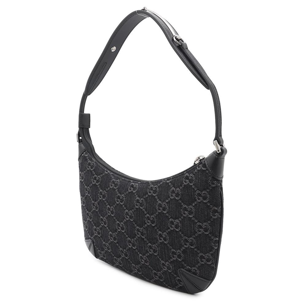 GUCCI Horsebit Slim Small Shoulder Bag Black774719 GGDenim