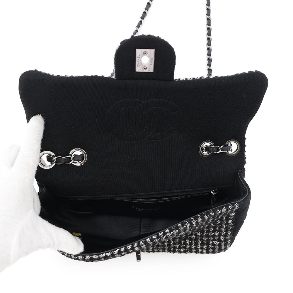 CHANEL Matelasse ChainShoulder Black/WhiteA92533 Tweed Cotton Jersey
