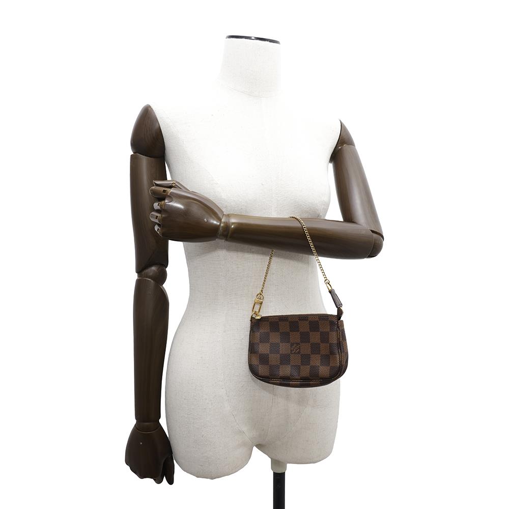 LOUIS VUITTON Mini Pochette Accessoires RedN58009 Damier Ebene Canvas