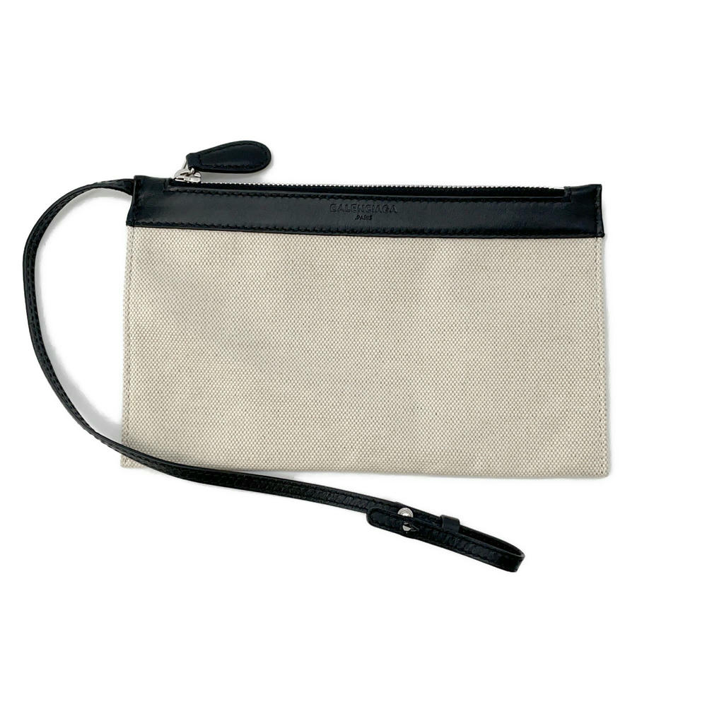 BALENCIAGA Navy Kabas Black/Natural339933 Leather Canvas