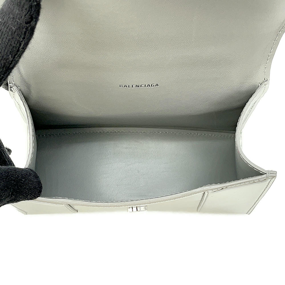 BALENCIAGA Hourglass 2wayBag Silver592833 Patent Leather Size XS