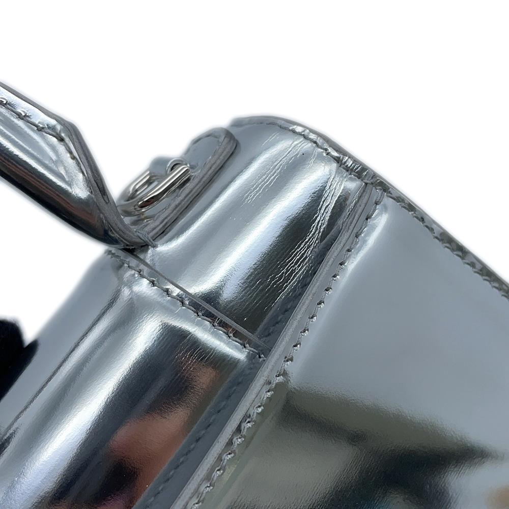 BALENCIAGA Hourglass 2wayBag Silver592833 Patent Leather Size XS