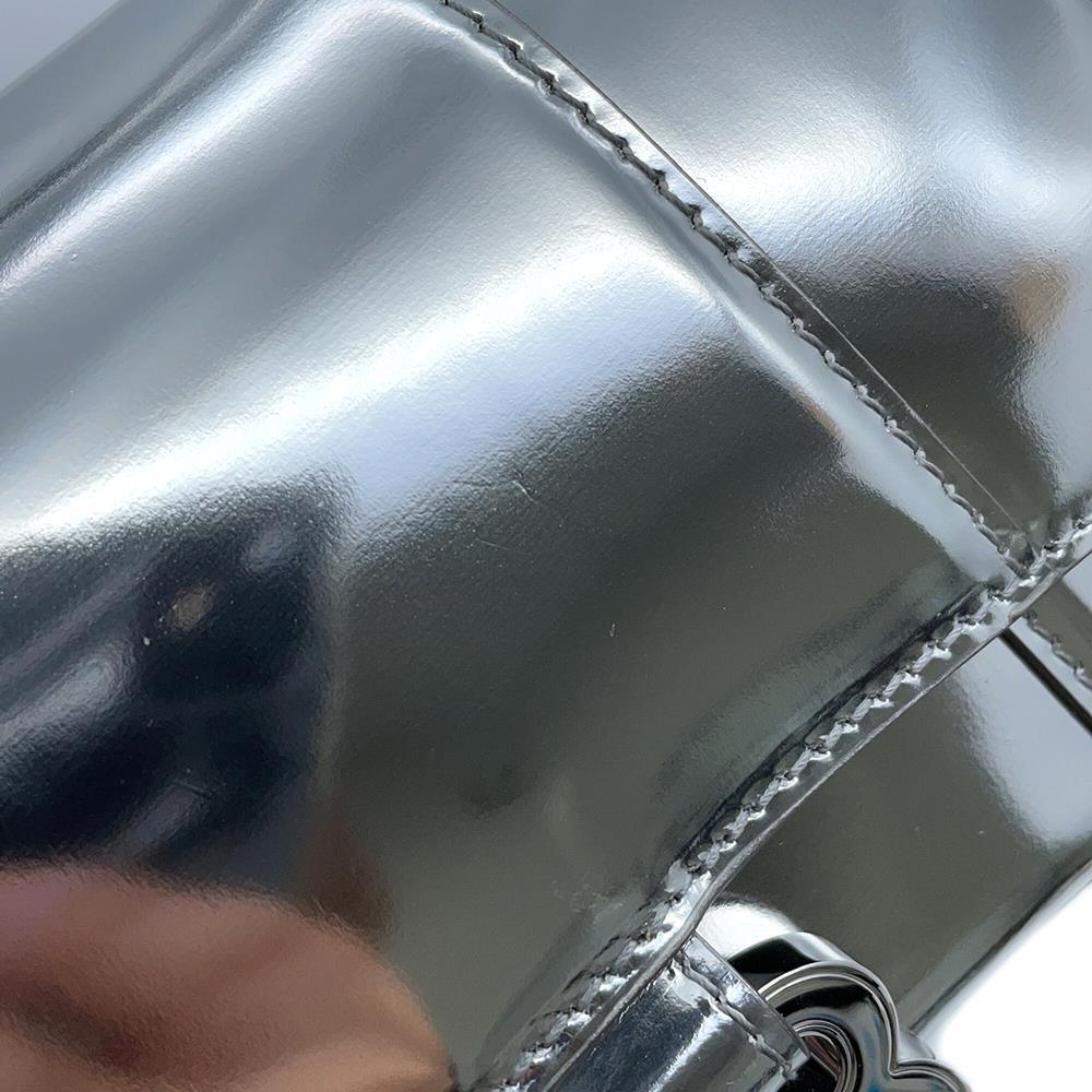 BALENCIAGA Hourglass 2wayBag Silver592833 Patent Leather Size XS