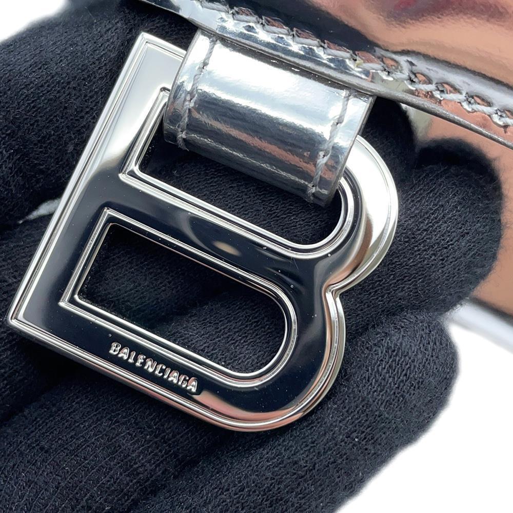 BALENCIAGA Hourglass 2wayBag Silver592833 Patent Leather Size XS