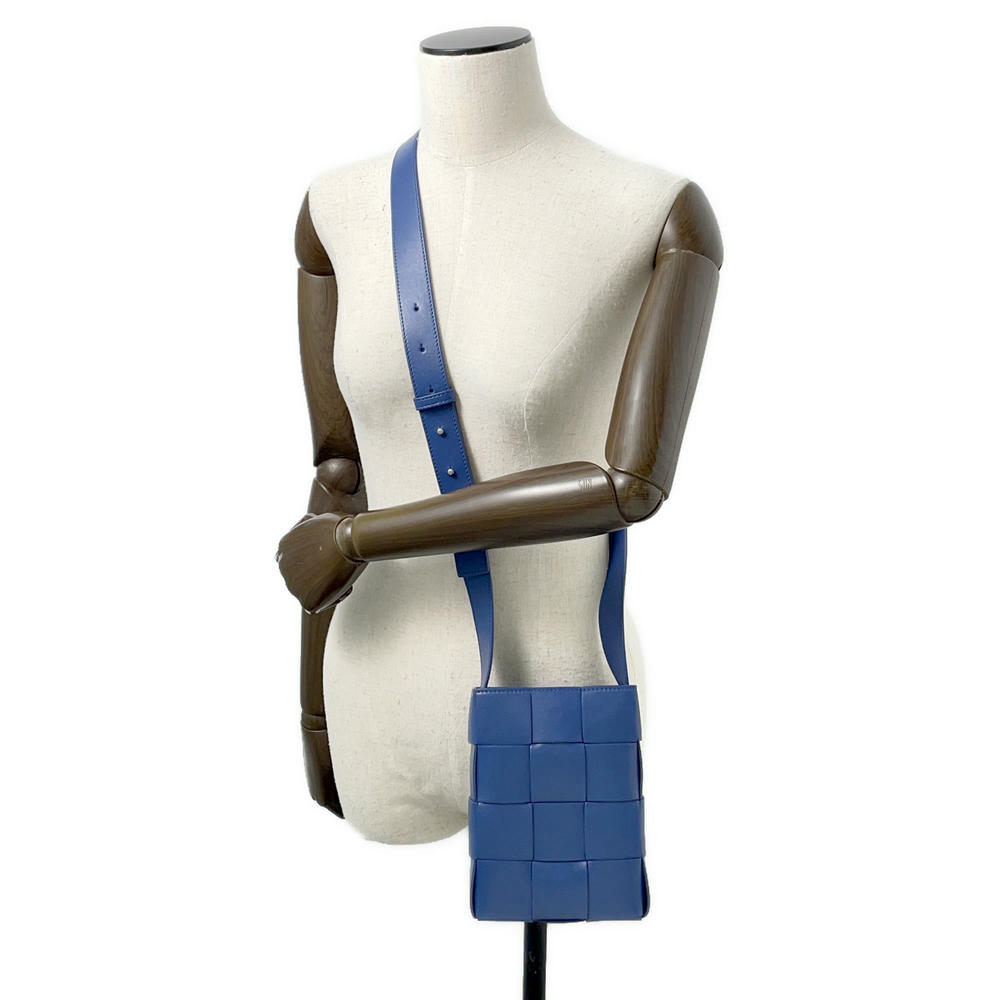 Bottega Veneta Cassette Phone Pouch Blue Leather