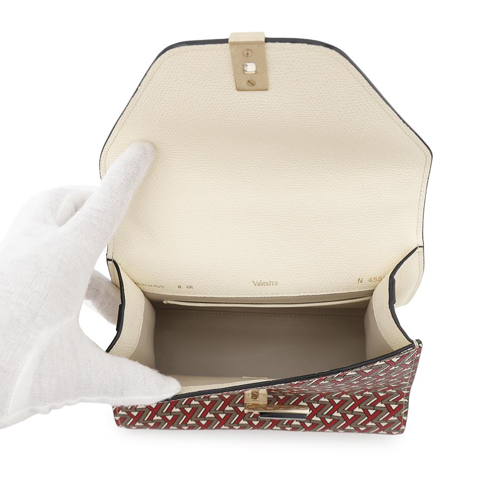 Valextra Valextra Iside 2way Bag White/Red Leather Size Mini