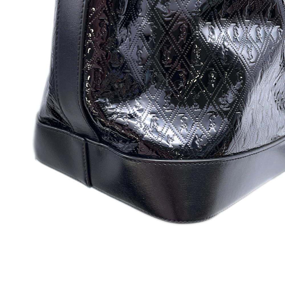 SAINT LAURENT PARIS Monogram bucket bag Black568606 Patent Leather