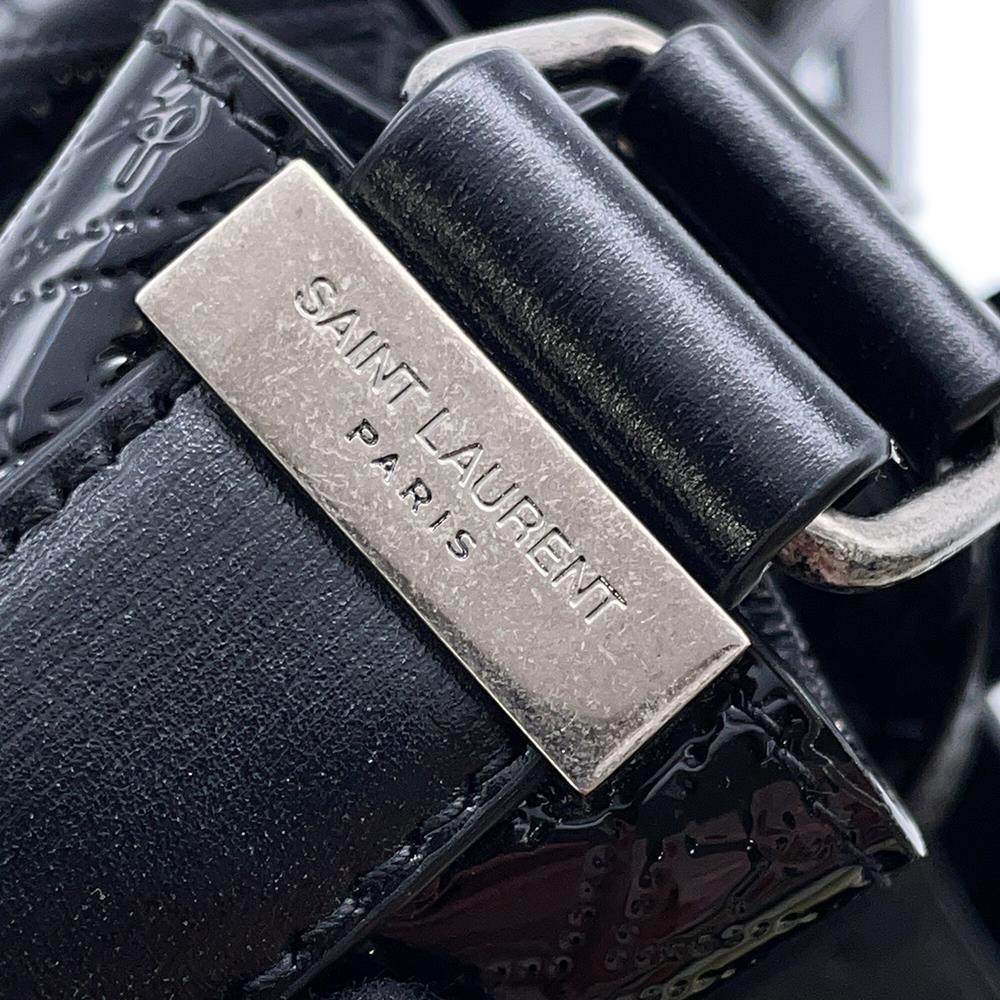 SAINT LAURENT PARIS Monogram bucket bag Black568606 Patent Leather