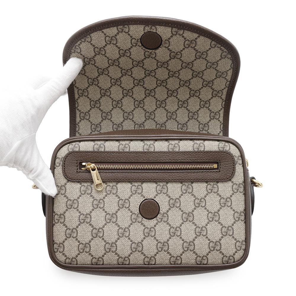 GUCCI Ophidia Shoulder Bag Beige722117 GG SupremeCanvas Leather Size Small