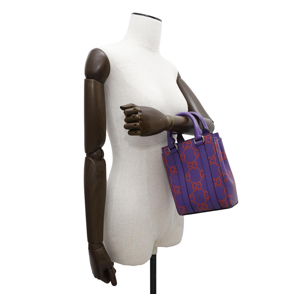 GUCCI GG embossed 2wayHandbag Purple/Orange696010 Leather