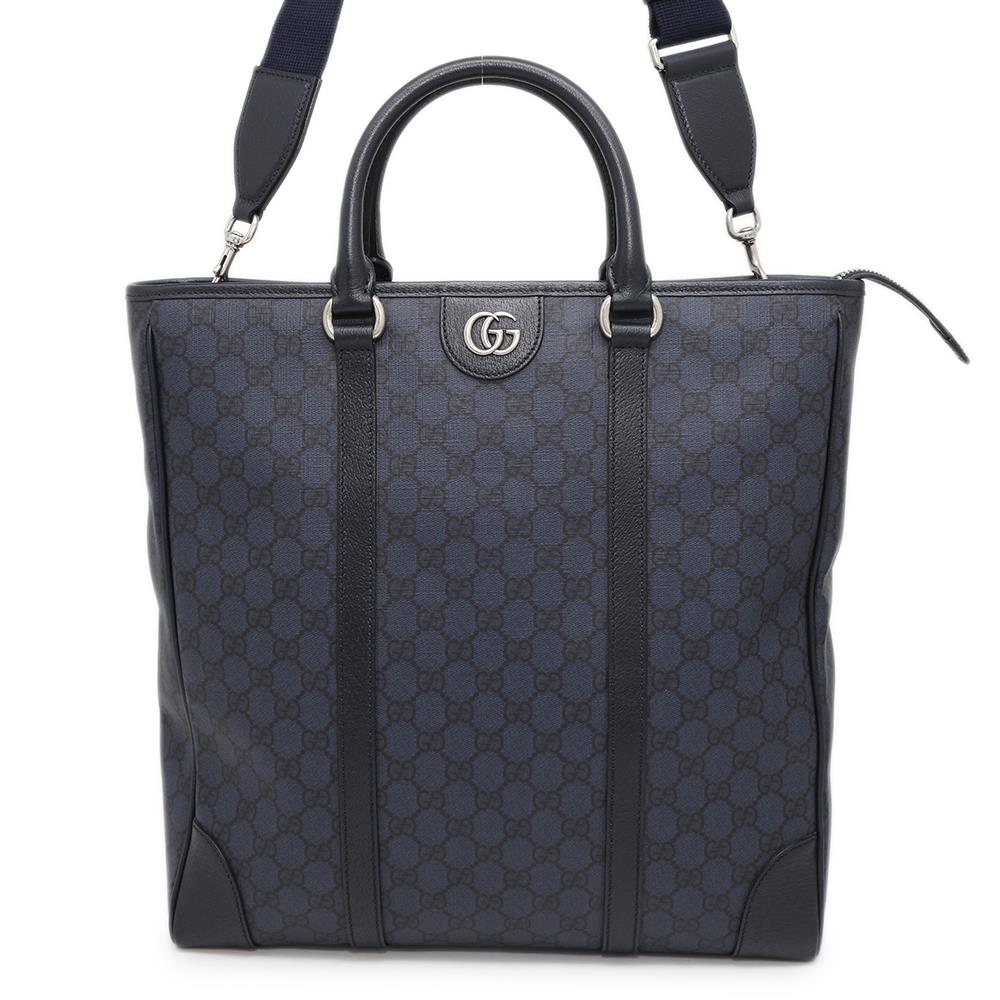 GUCCI OFDEA FACJY 2WAY Tote Bag Navy763316 PVC Leather