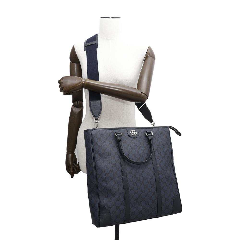GUCCI OFDEA FACJY 2WAY Tote Bag Navy763316 PVC Leather