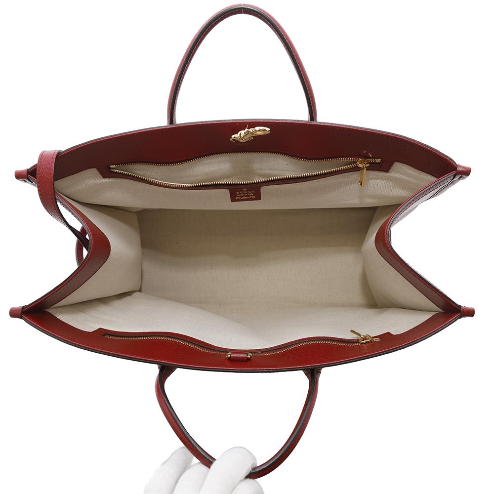 GUCCI Doraemon Collaboration Mini GG Supreme 2way Tote Bag Brown/Red653952 Mini GG Supreme Canvas Leather