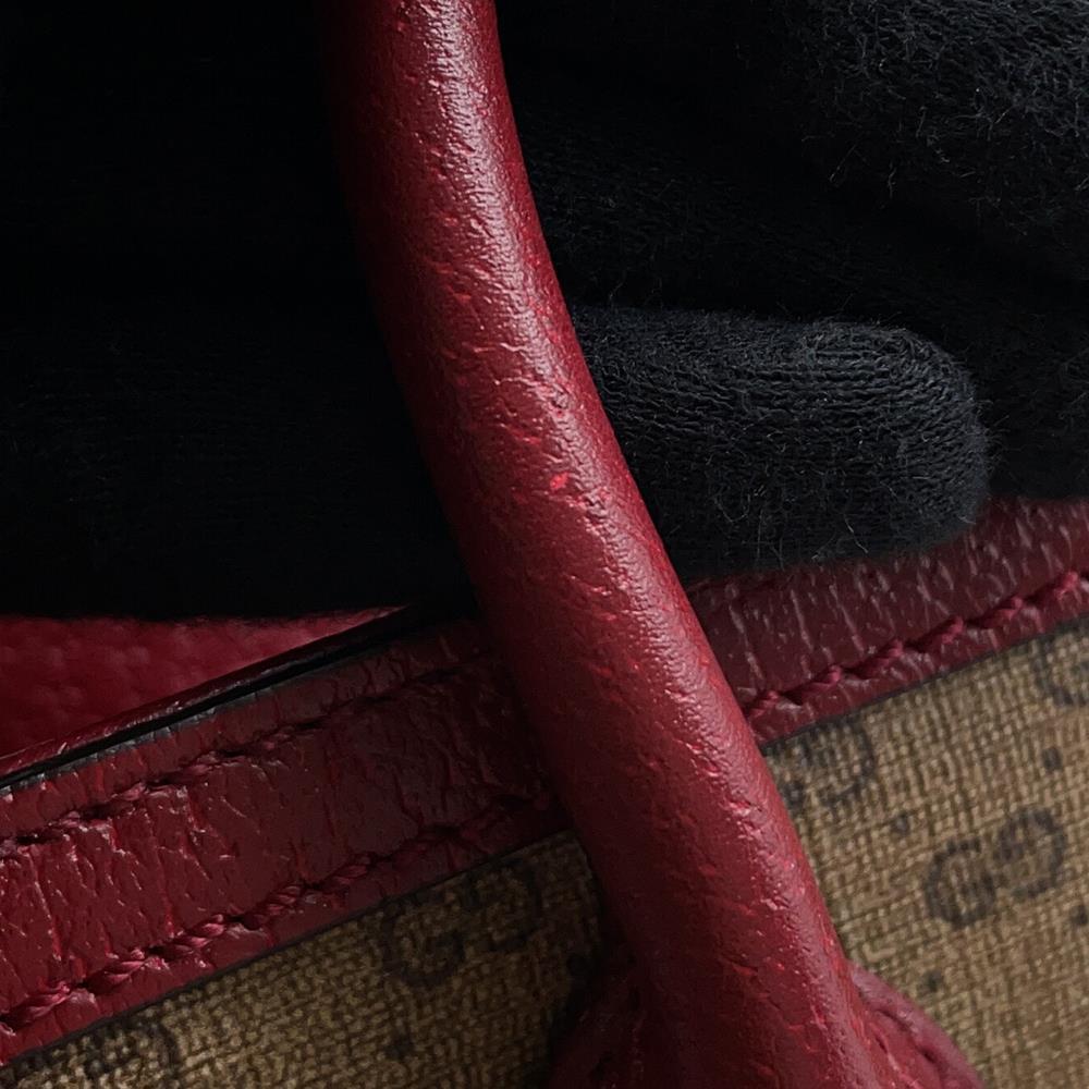 GUCCI Doraemon Collaboration Mini GG Supreme 2way Tote Bag Brown/Red653952 Mini GG Supreme Canvas Leather