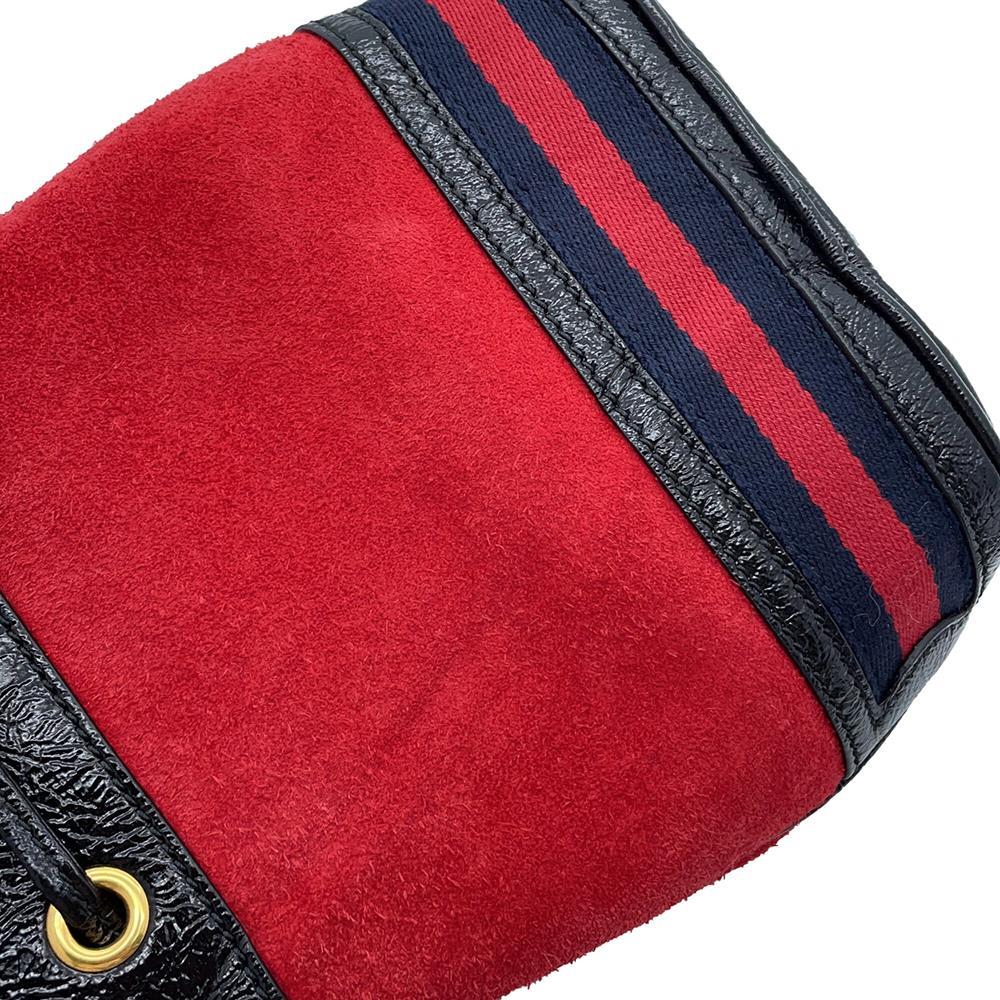 GUCCI Mini Bucket Shoulder Bag Red/Black550620 Suede leather
