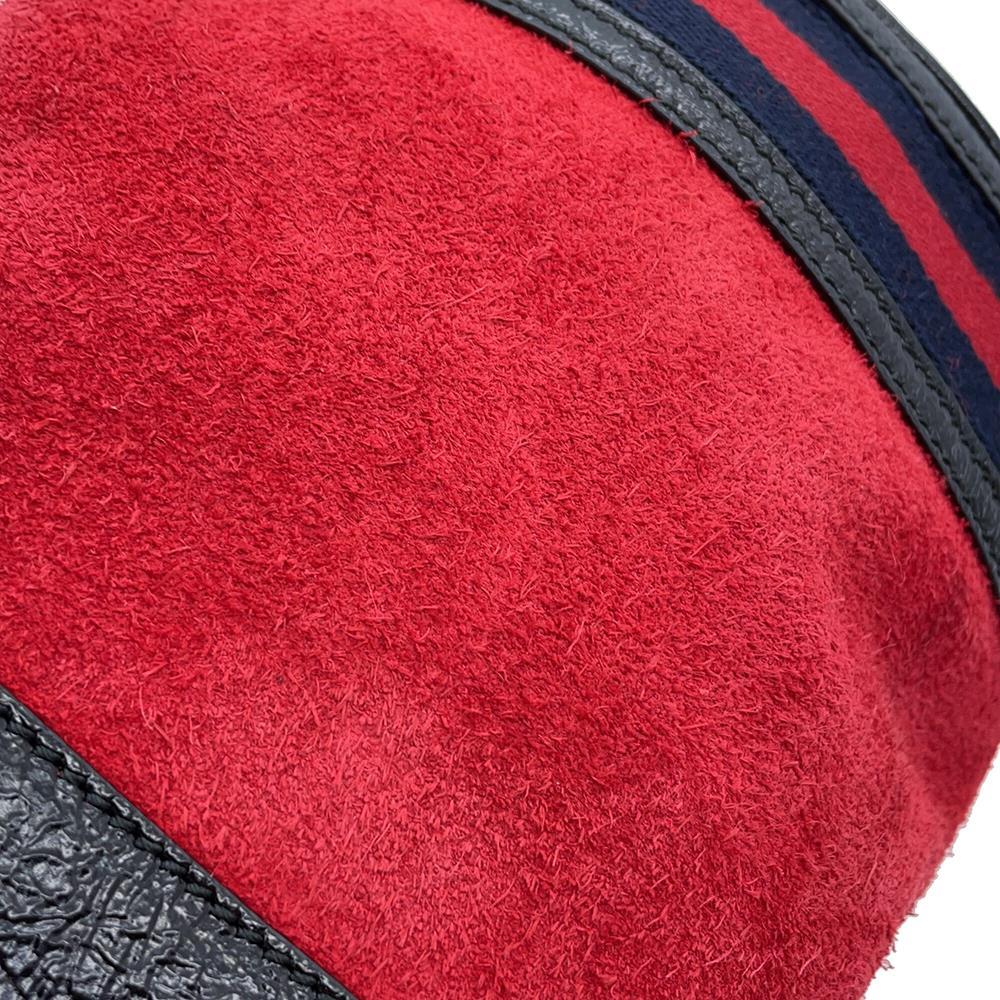 GUCCI Mini Bucket Shoulder Bag Red/Black550620 Suede leather