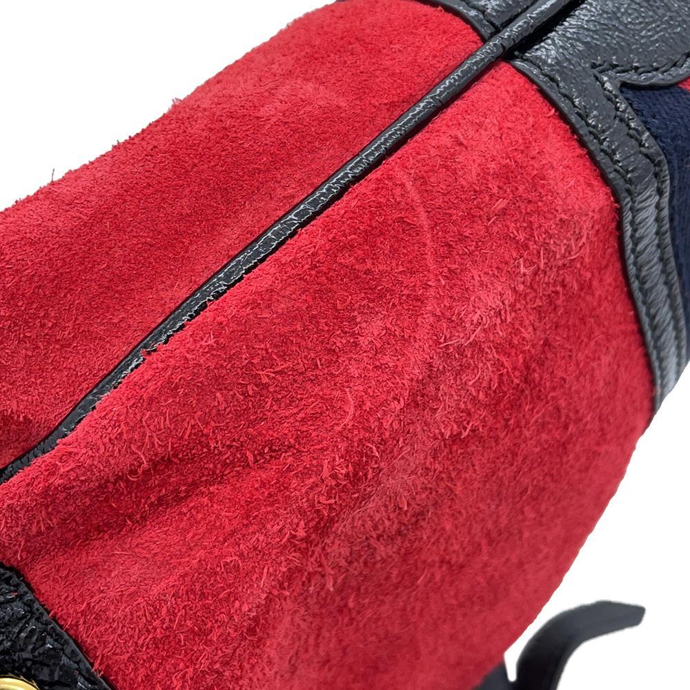 GUCCI Mini Bucket Shoulder Bag Red/Black550620 Suede leather