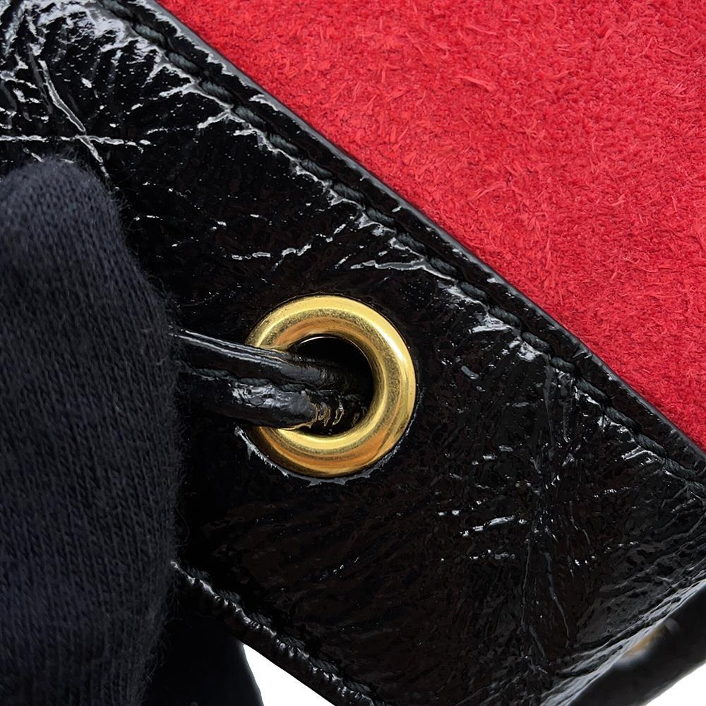 GUCCI Mini Bucket Shoulder Bag Red/Black550620 Suede leather