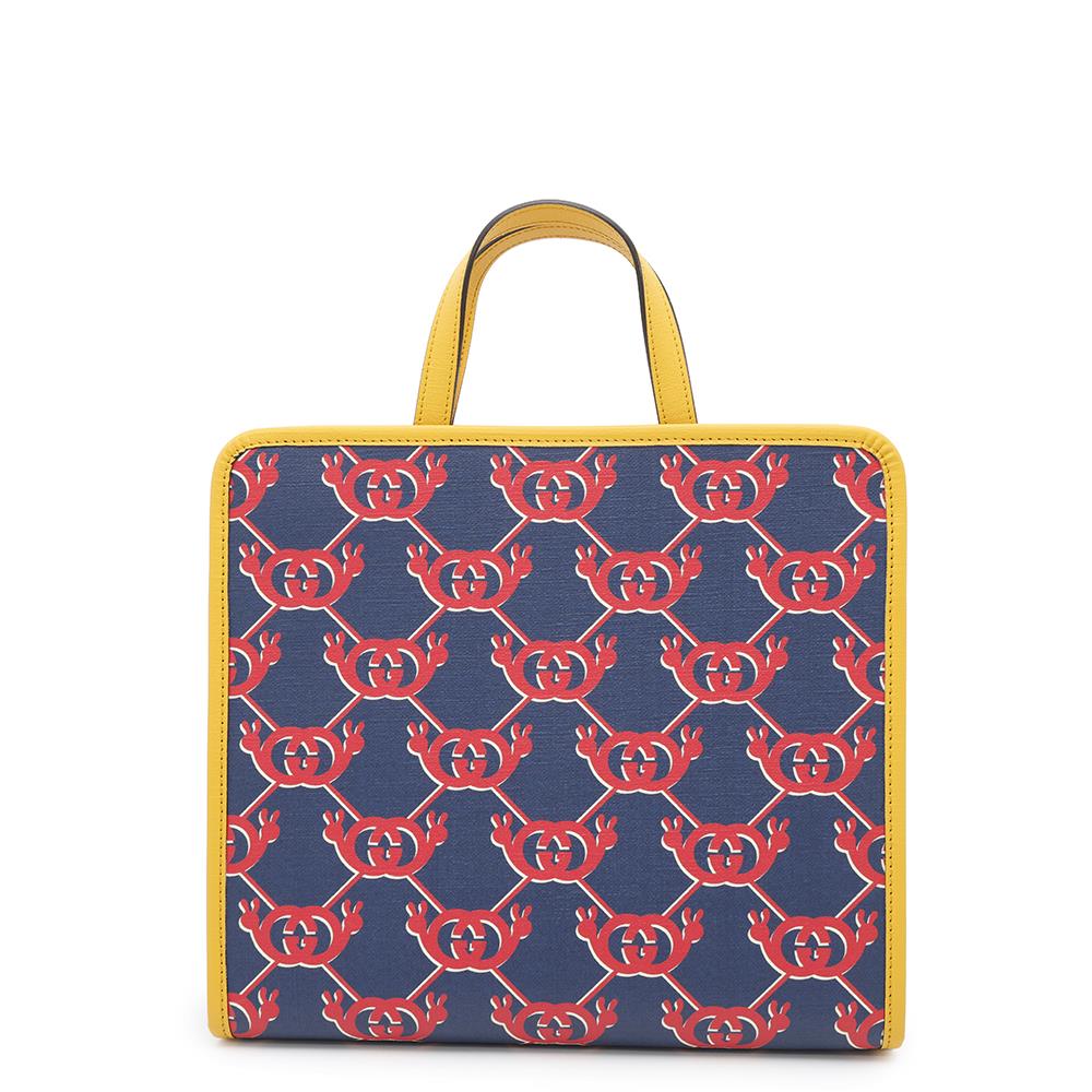 GUCCI Snail Children Tote Bag Children's Navy/Yellow/Red605614 PVC Coated Canvas Leather