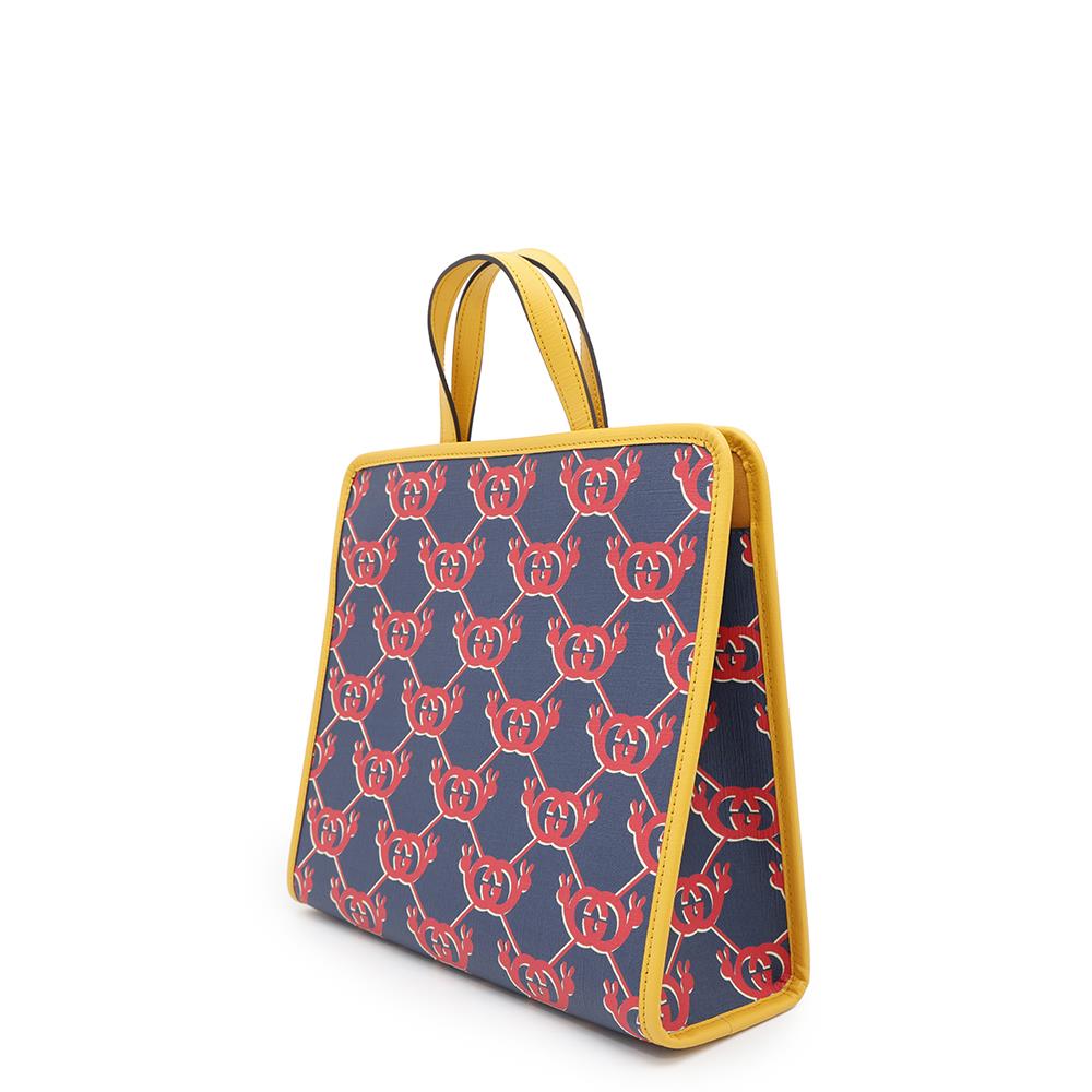 GUCCI Snail Children Tote Bag Children's Navy/Yellow/Red605614 PVC Coated Canvas Leather