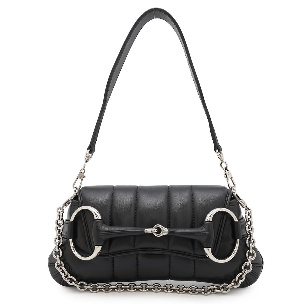 GUCCI Horsebit Shoulder Bag Black764339 Leather