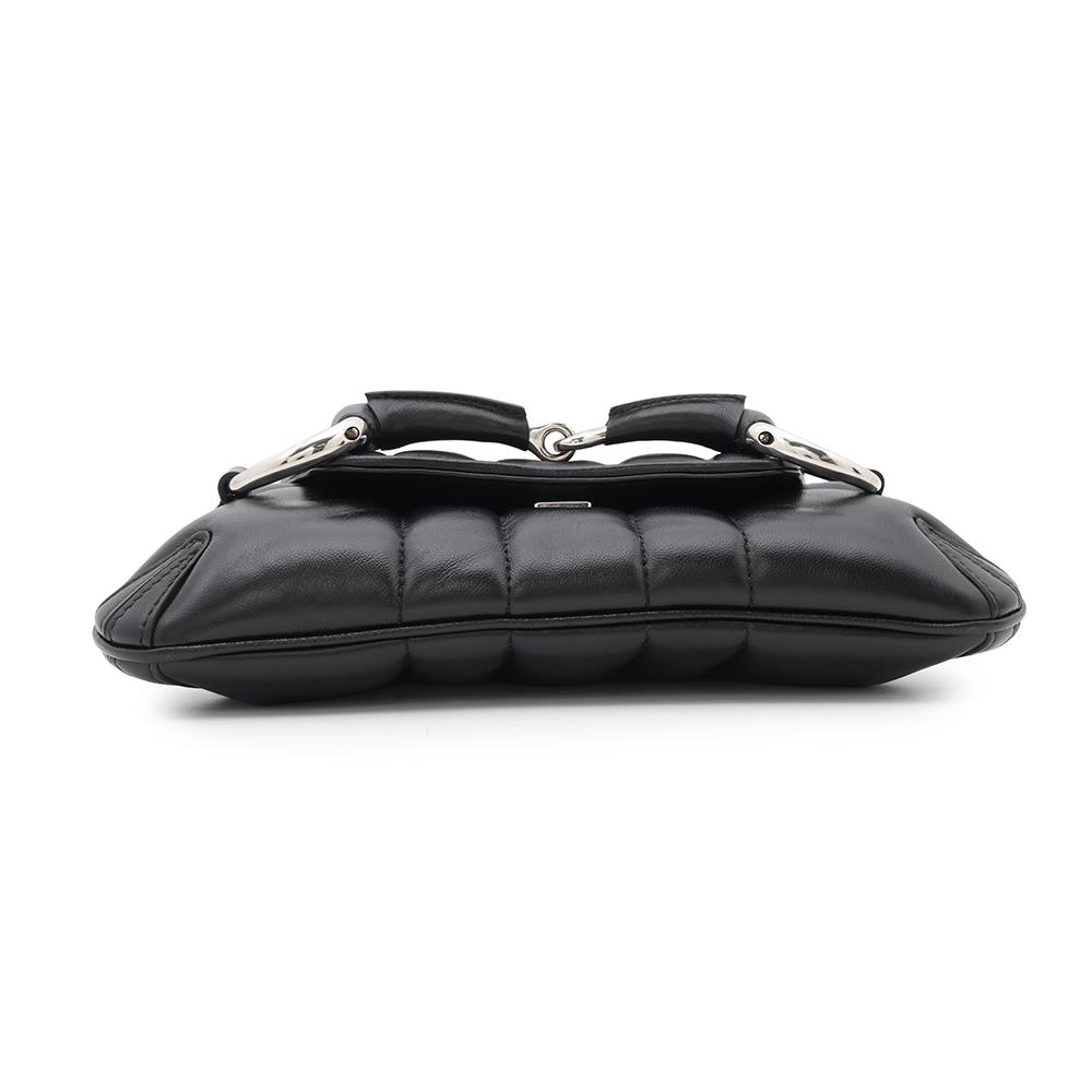 GUCCI Horsebit Shoulder Bag Black764339 Leather